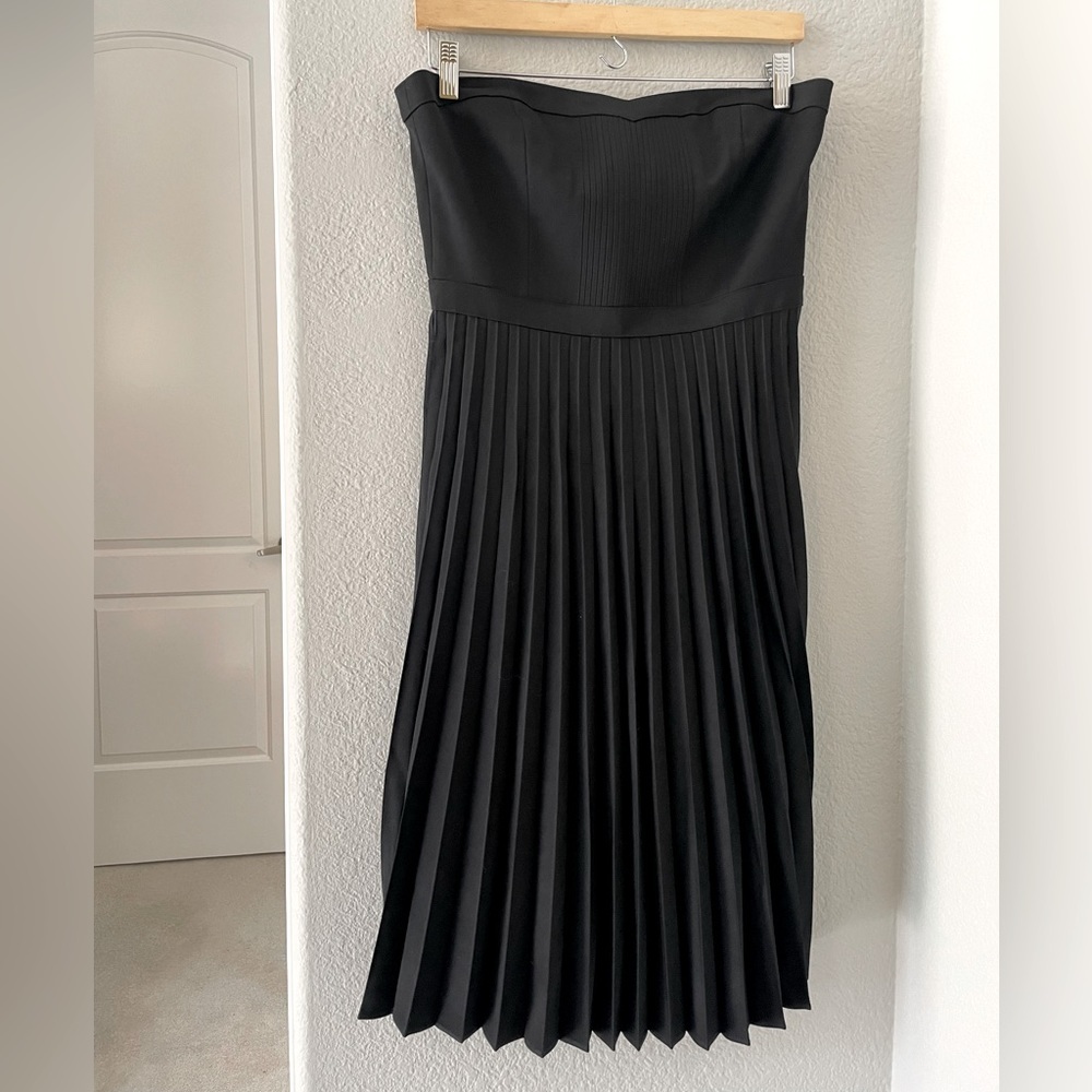 RARE J Crew Black Strapless Virgin Wool Tuxedo Midi Dress, Size 10